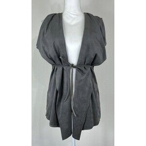 Katherine Barclay Montreal Dark Gray Faux Suede Vest Size Medium